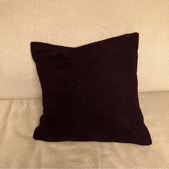 Pottery Barn Chenille Down Throw Pillow 18x18 Dark Purple Cotton Rayon Blend - Picture 3 of 6